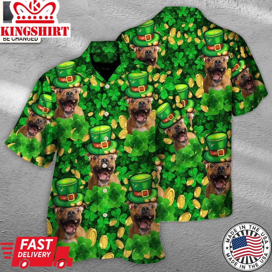 Dog St Patrick's Day Dog Lover Funny Gift Custom Photo Personalized Hawaiian Shirt