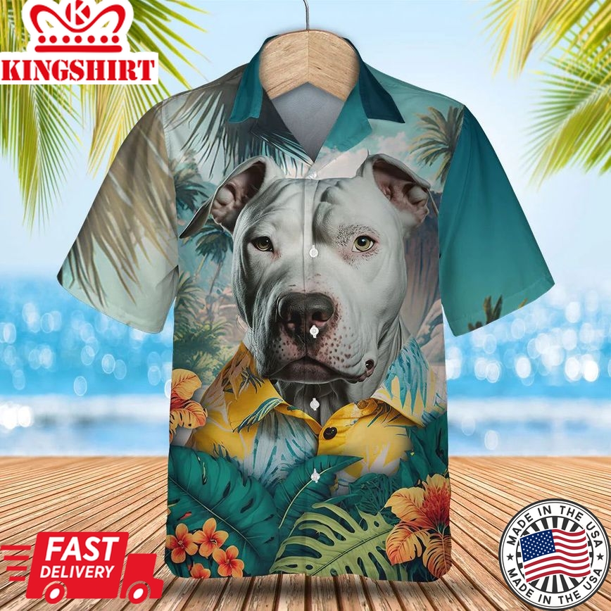 Dogo Argentino Tropical Paradise - Embrace the Tropical Vibes with this 3D Trendy Hawaiian Shirt