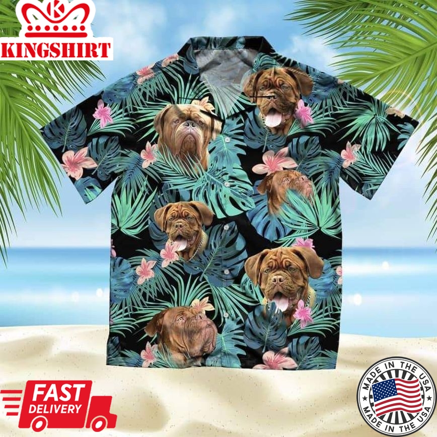 Dogue De Bordeaux Trendy Hawaiian Shirt, Dog Summer Leaves Trendy Hawaiian Shirt, Unisex Print Aloha Short Sleeve Casual Shirt Summer Gifts