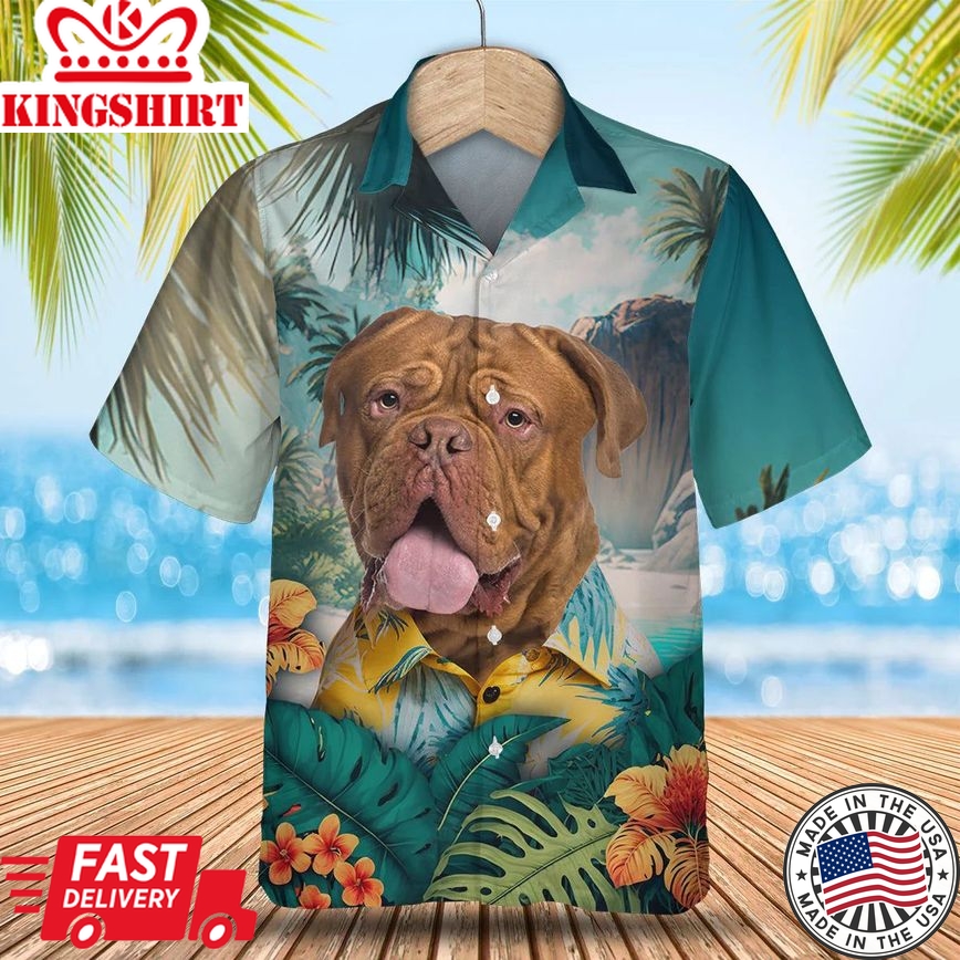 Dogue De Bordeaux Tropic Oasis - Experience Paradise with this Vibrant Trendy Hawaiian Shirt