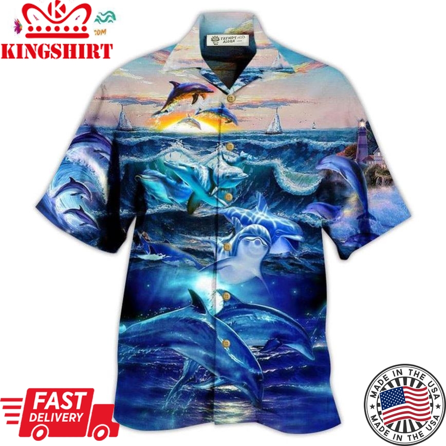 Dolphin Lovely Love Ocean Love Human Hawaiian Shirt