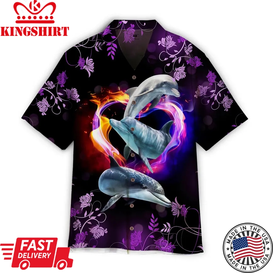 Dolphin Trendy Hawaiian Shirt Aloha Shirt