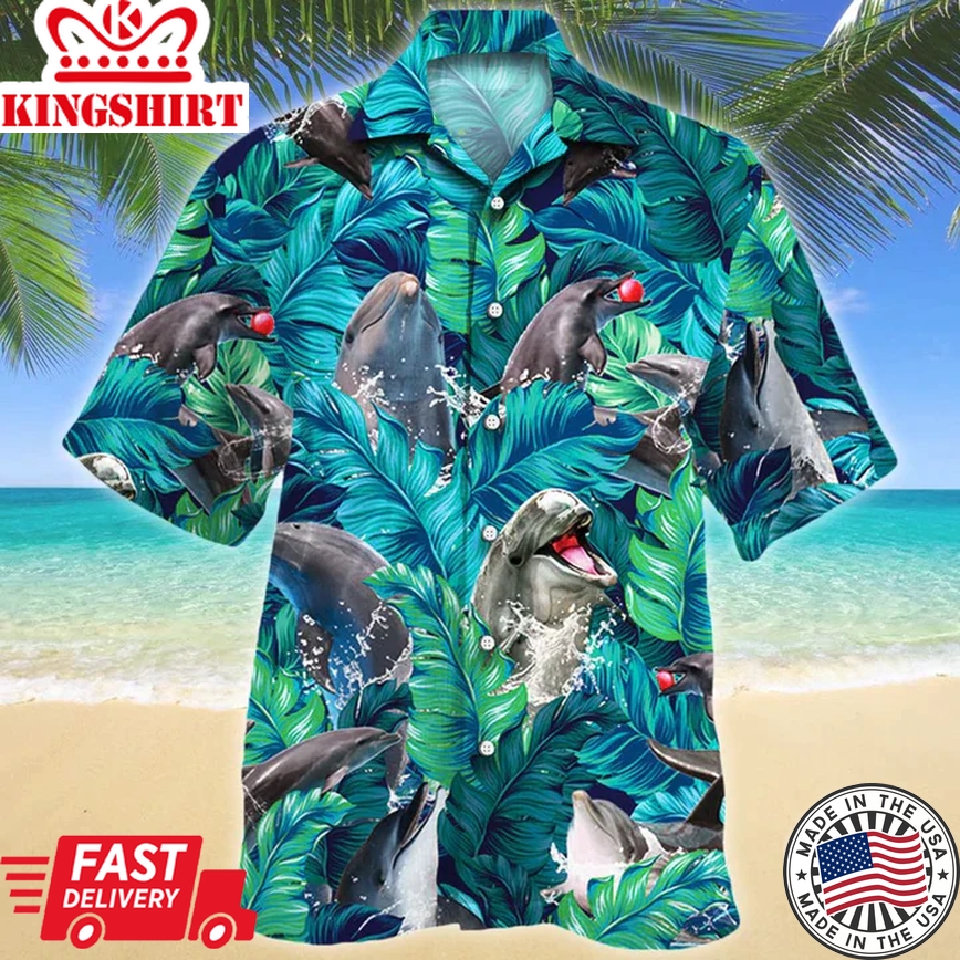 Dolphin Trendy Hawaiian Shirt, Animal Trendy Hawaiian Shirt Men, Women, Gift For Dolphin Lovers