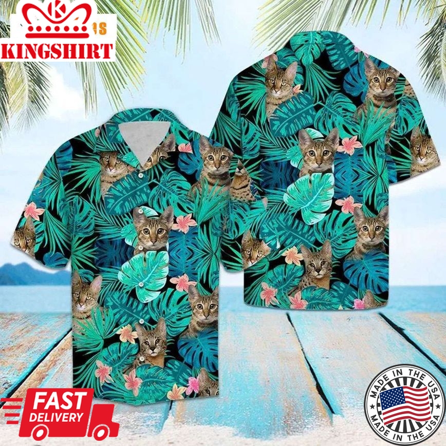 Domestic Cat Tropical Jungle, Cat Trendy Hawaiian Shirt Perfect Gifts For Your Loved Ones