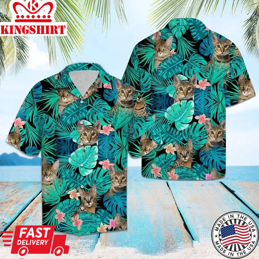 Domestic Cat Tropical Jungle Trendy Hawaiian Shirt