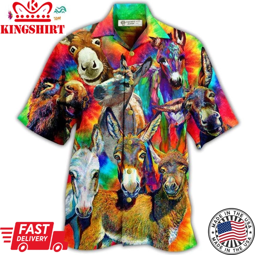 Donkey Animals Love Color Always Smile Hawaiian Shirt