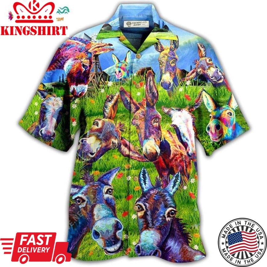 Donkey Be Smart Be Badass In Green Grass Hawaiian Shirt