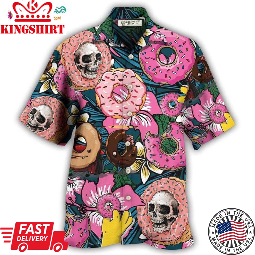 Donut Funny Donut Tropical Style Hawaiian Shirt