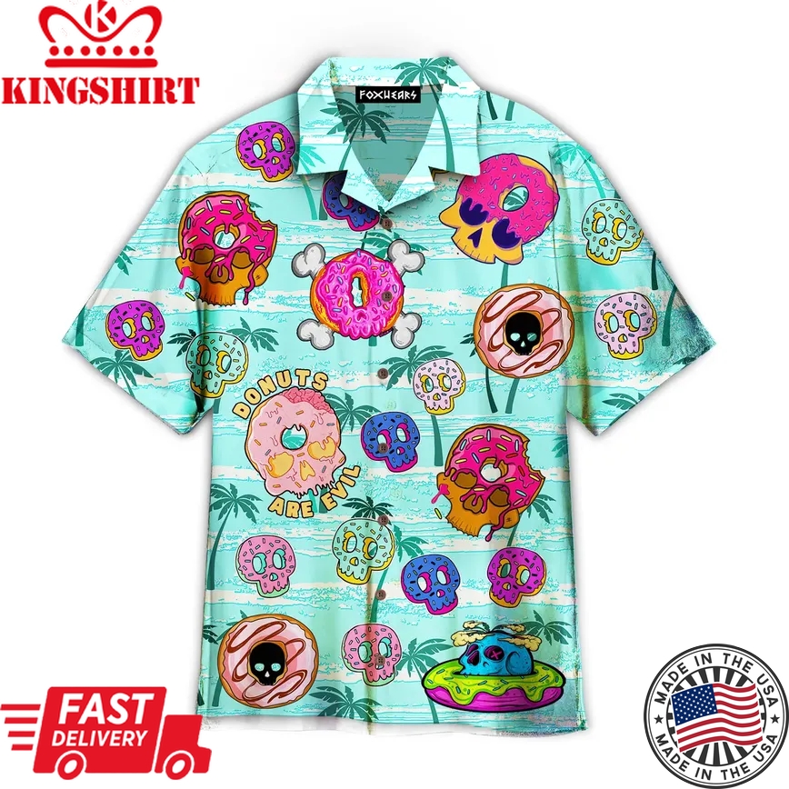 Donuts Are Evil Summer Tropical Trendy Hawaiian Shirt Aloha Shirt