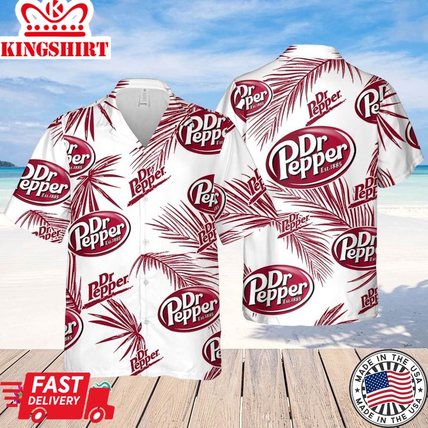 Dr.Pepper Hawaiian Palm Leaves Pattern Shirt, Beer Summer Party Hawaiian Shirt, Schlitz Beer Shirt