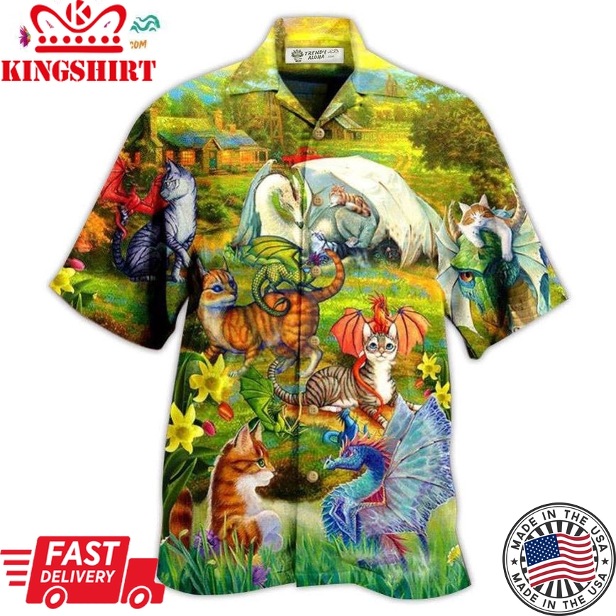 Dragon And Cats Love Life Beautiful Nature Hawaiian Shirt