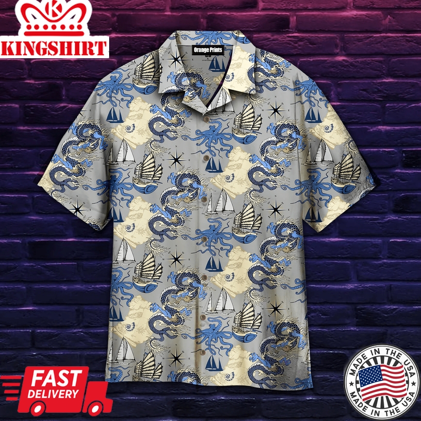 Dragon And Octopus Sea Voyages Seamless Trendy Hawaiian Shirt Aloha Shirt