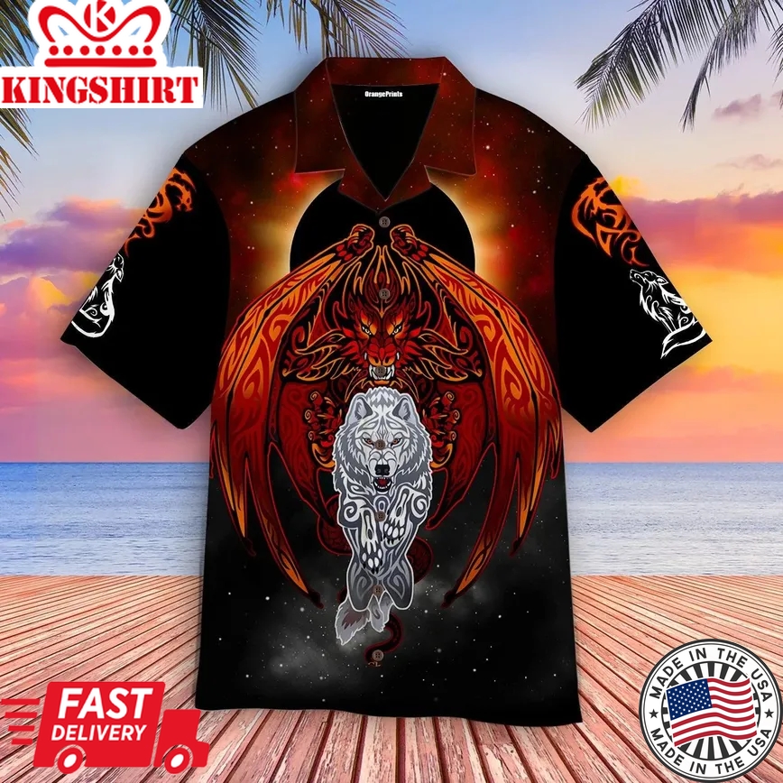 Dragon And Wolf Trendy Hawaiian Shirt