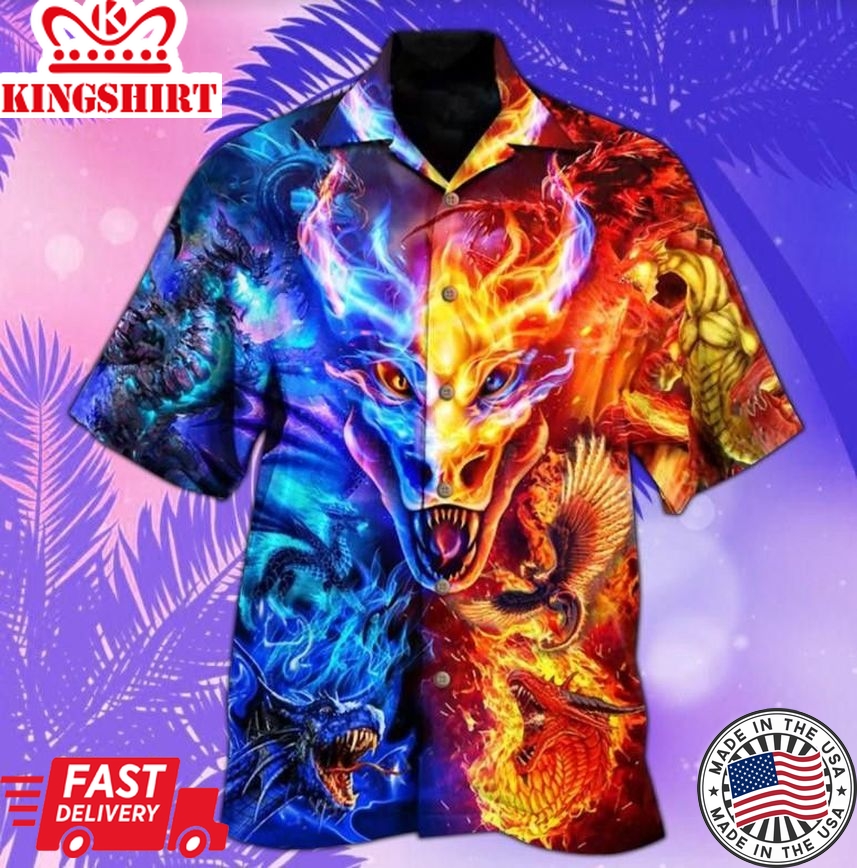 Dragon Fire And Water Trendy Hawaiian Shirt For