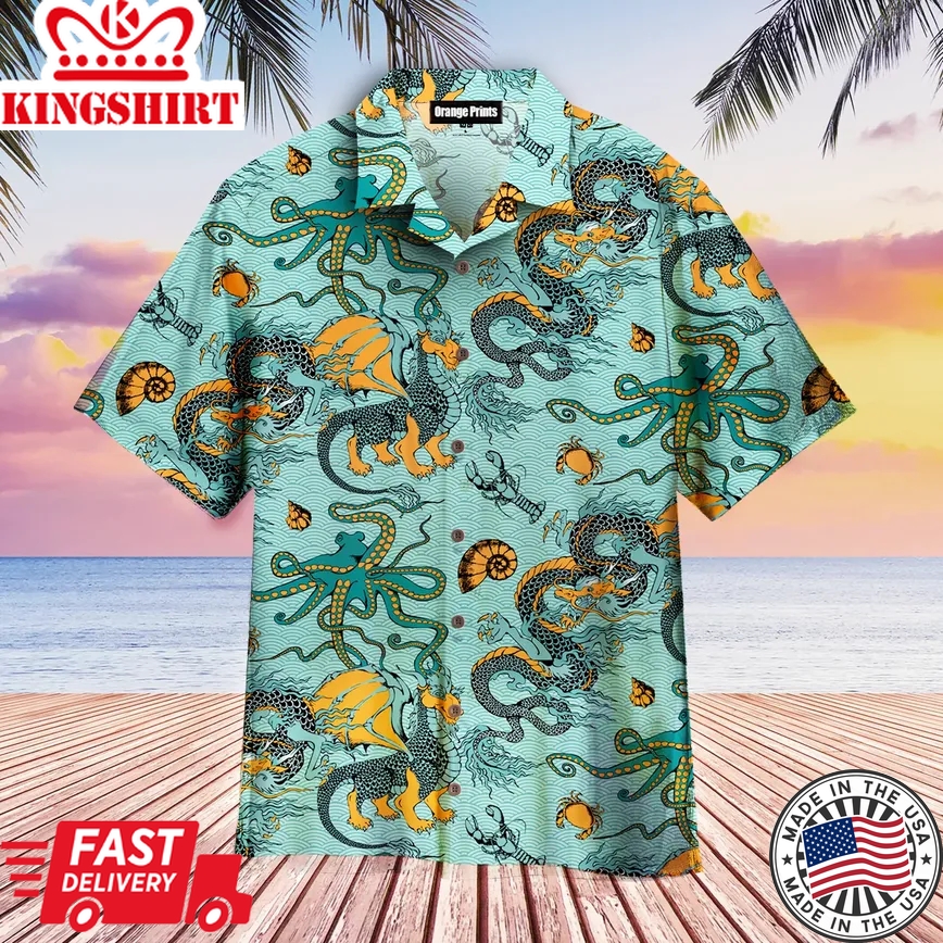 Dragon Fish Octopus Trendy Hawaiian Shirt Aloha Shirt