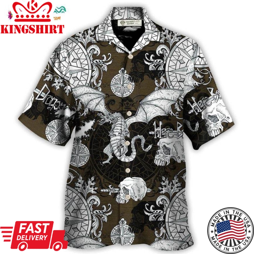 Dragon Flying With Skull Gothic Style Hawaiian Shirt