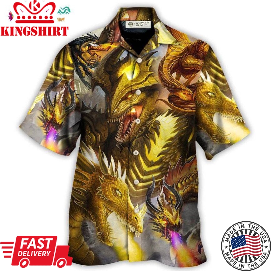 Dragon Gold Skull Lover Fight Art Style Hawaiian Shirt