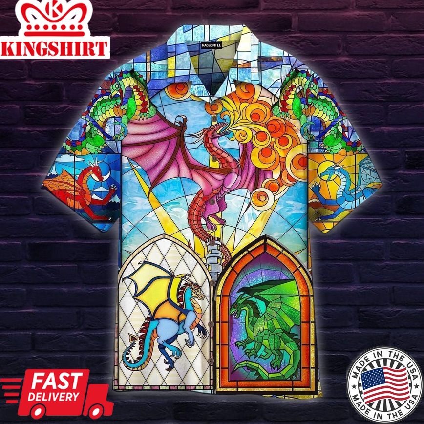 Dragon Stained Glass Trendy Hawaiian Shirt For