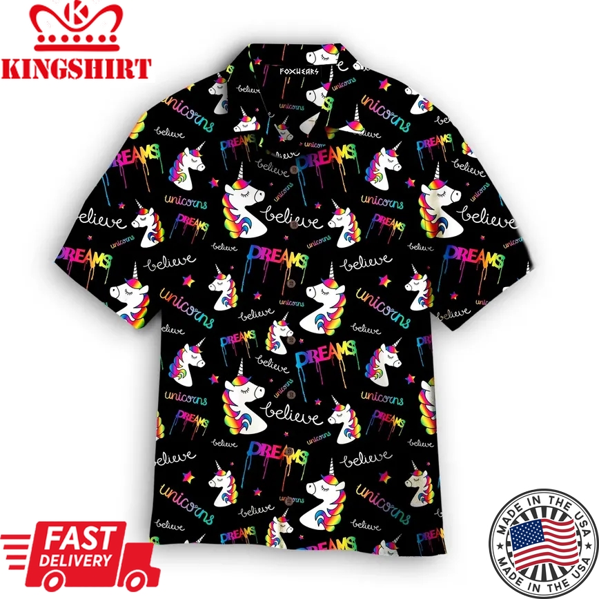 Dreams Of Unicorns Trendy Hawaiian Shirt For Aloha Shirt