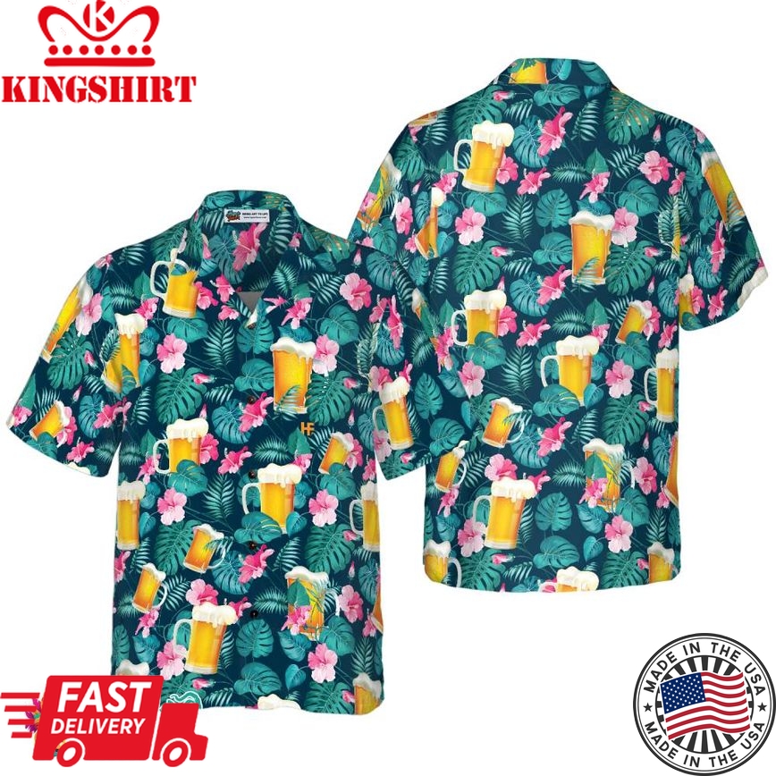 Drink Beer Alcohol Tropical Hawaiian Shirt