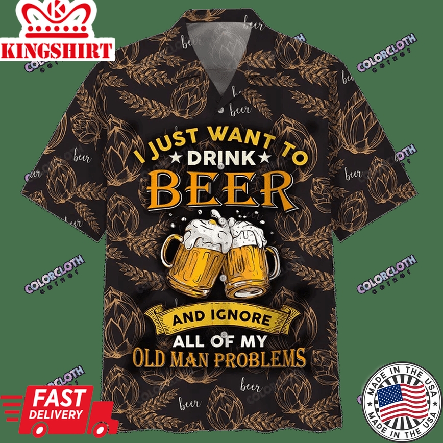 Drink Beer Watercolor Trendy Hawaiian Shirt