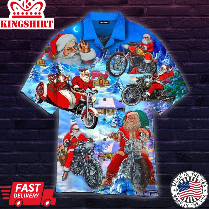 Driving With Santa Claus Trendy Hawaiian Shirt For