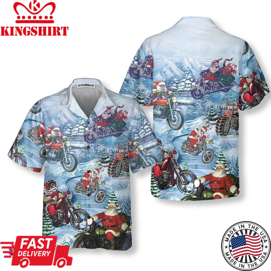 Driving With Santa On Christmas Hawaiian Shirt, Motorcycle Christmas Shirt, Best Gift For Christmas