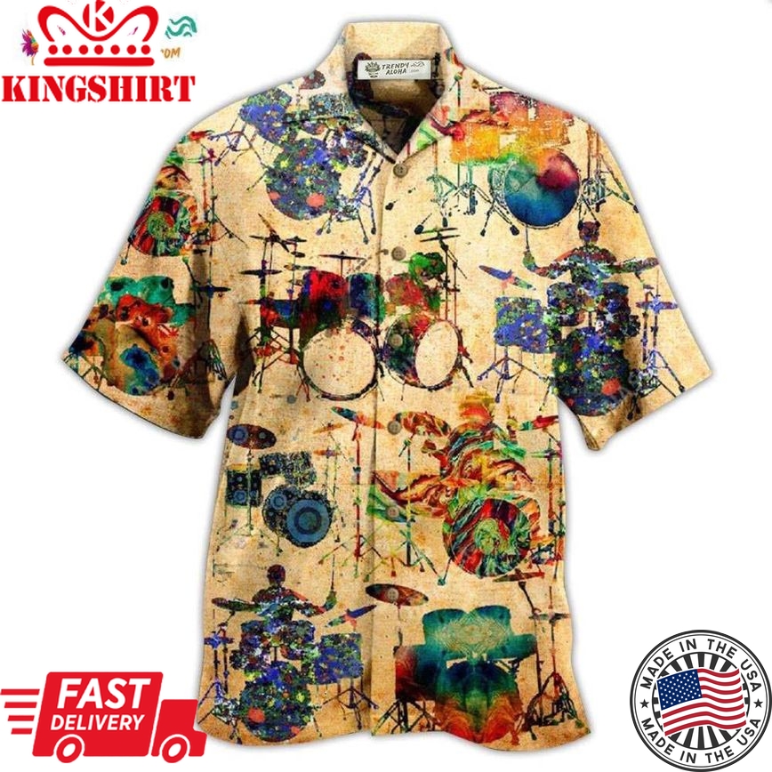 Drum Music Colorful Vintage Hawaiian Shirt