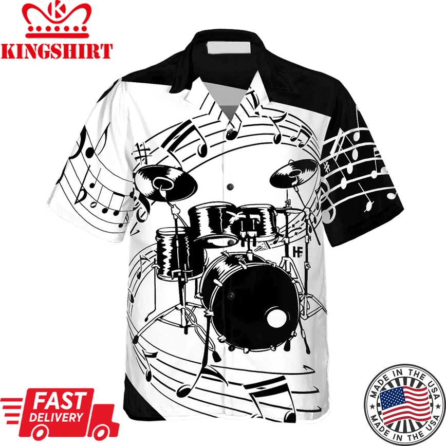 Drums For Music Trendy Hawaiian Shirt, Drum Trendy Hawaiian Shirt, Beach Palm Hawaii Party Summer Shirt