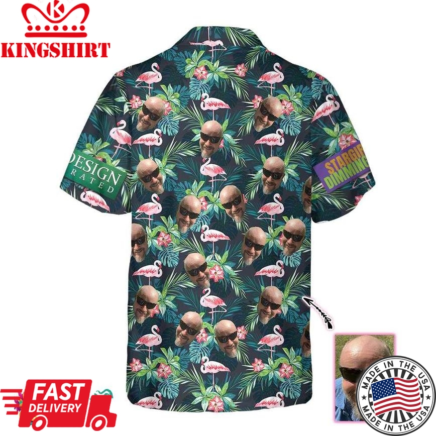 Dubay Design Funny Custom Face Flamingo Hawaiian Shirt