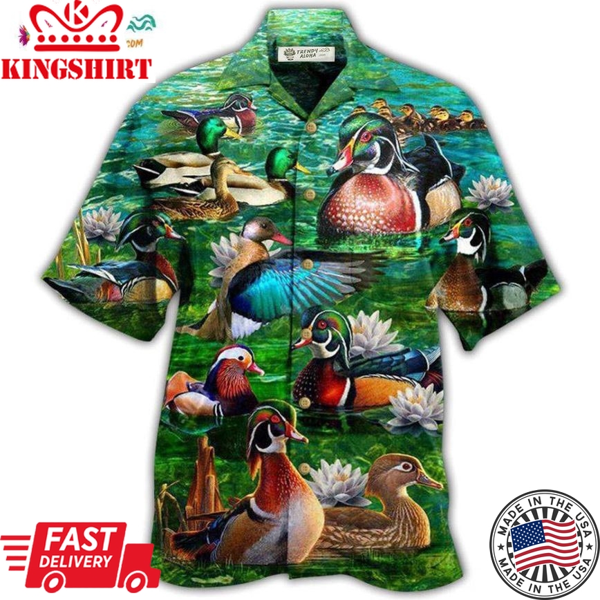 Duck All You Need Is Love And A Duck In Green Hawaiian Shirt