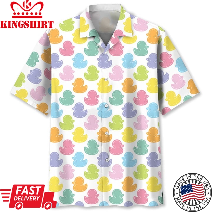 Duck Bathroom Shower Dash Line Trendy Hawaiian Shirt