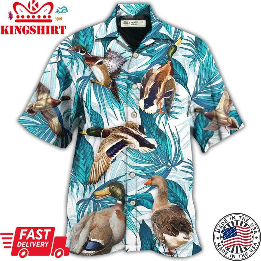 Duck Tropical Leaf Style Hawaiian Shirt