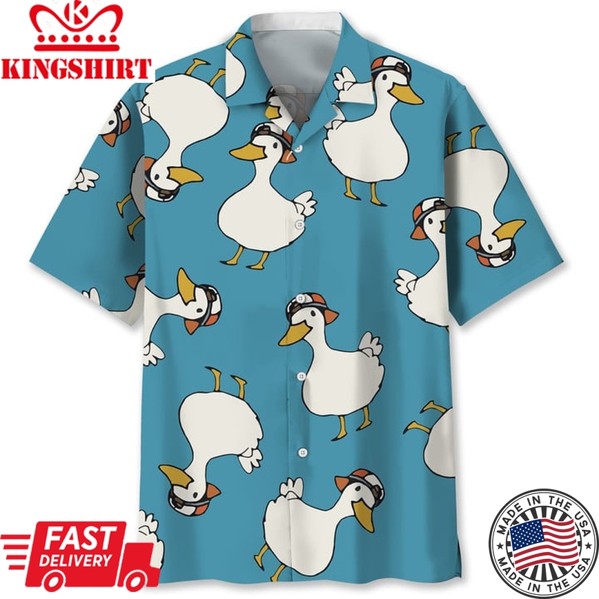 Duck Wear A Hat Cute Trendy Hawaiian Shirt