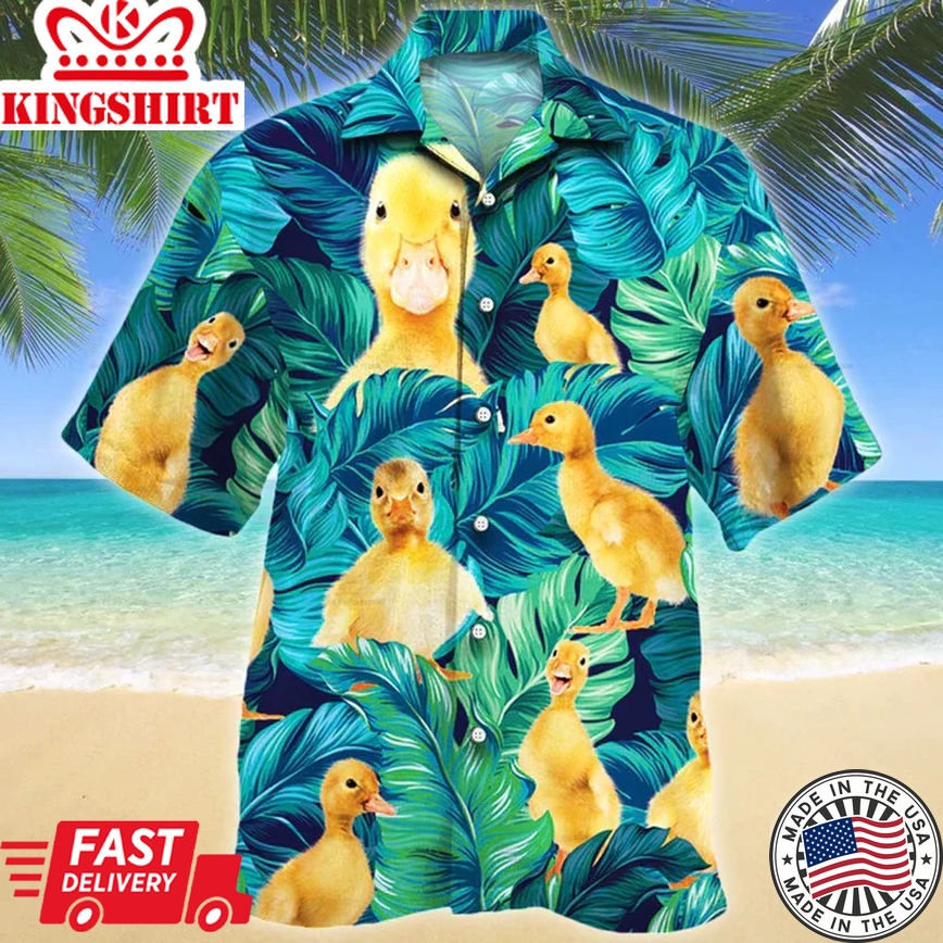 Duckling Lovers Trendy Hawaiian Shirt, Men Trendy Hawaiian Shirts - Casual Button Down Short Sleeve Shirt