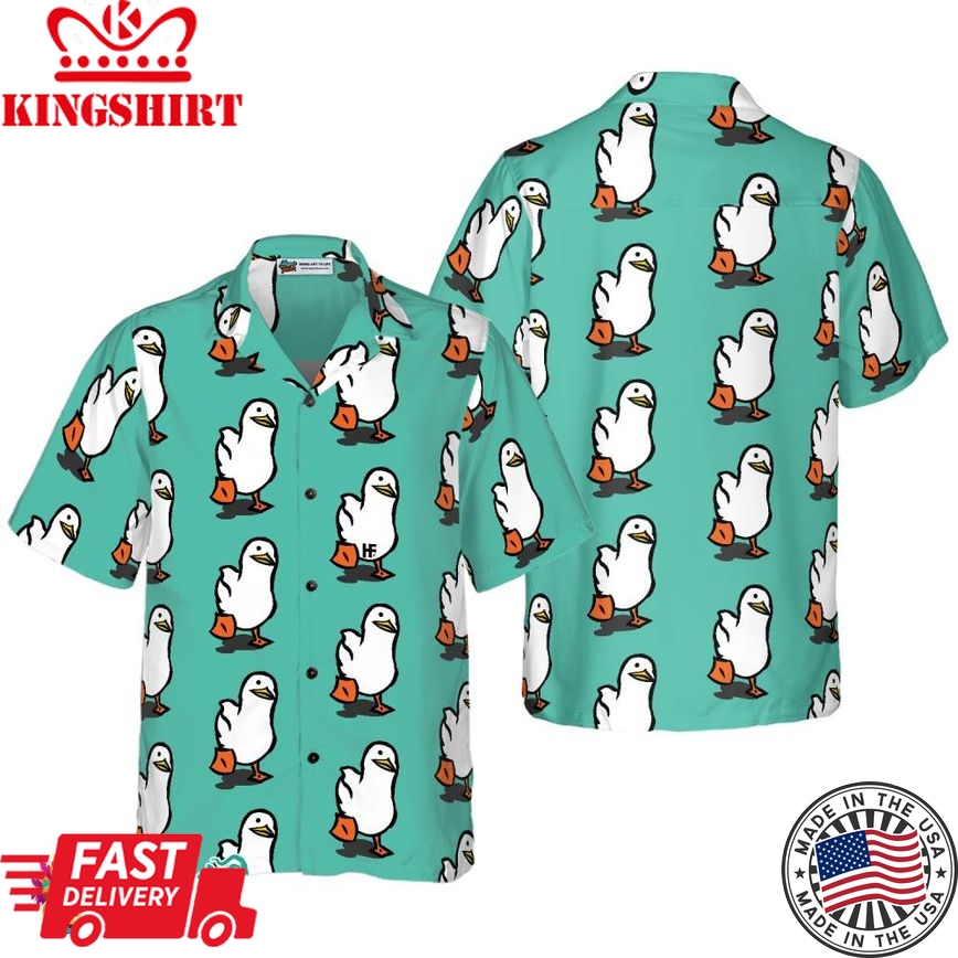 Ducks In Tiffany Blue Hawaiian Shirt