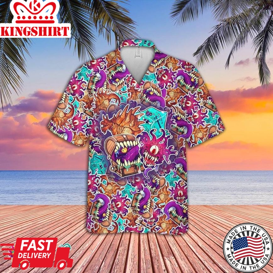 Dungeons And Dragons Hawaiian Shirt - Dragon And Dice Print, Add Some Fire To Your Wardrobe