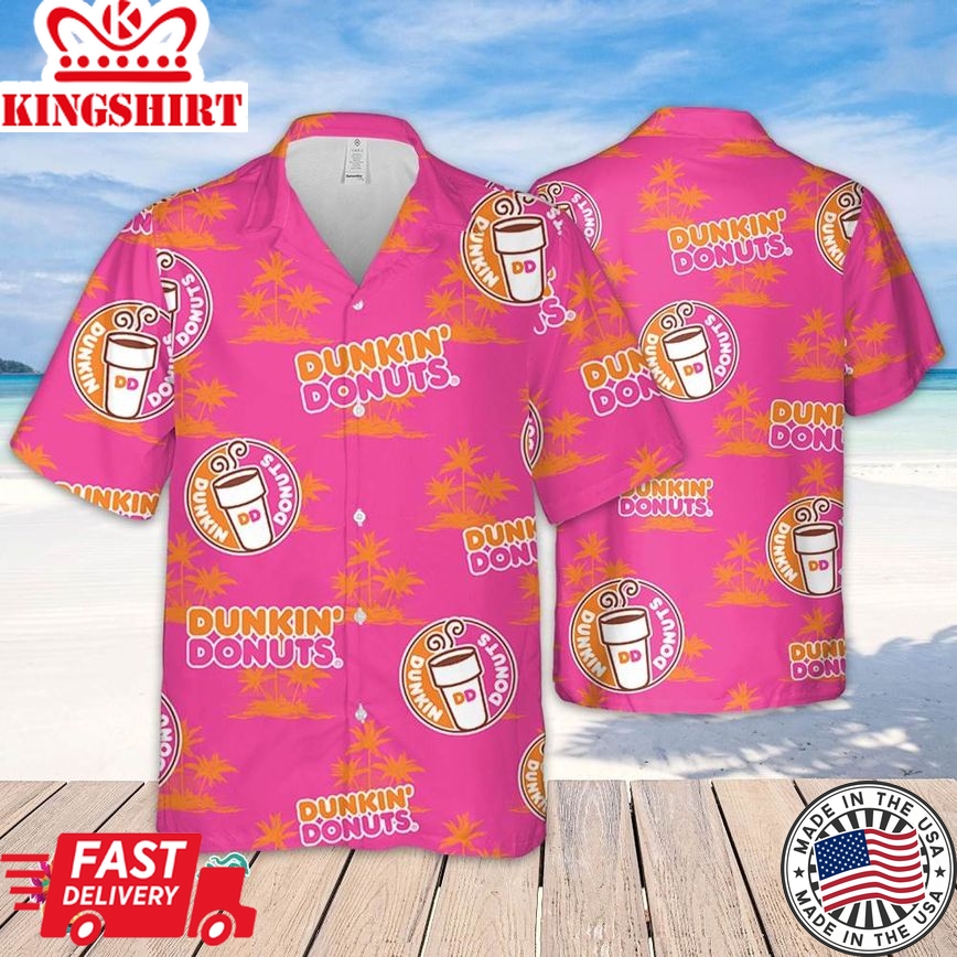 Dunkin Donuts Hawaiian Coconut Island Pattern Hawaiian Beer Lover Shirt, Classic Flowers Beer Aloha Shirt