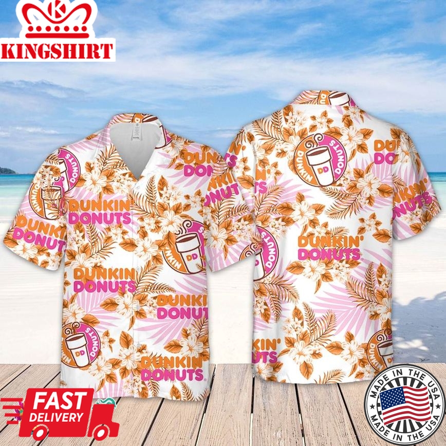 Dunkin Donuts Hawaiian Flowers Pattern Shirt, Hawaiian Beer Lover Shirt, Classic Flowers Beer Aloha Shirt