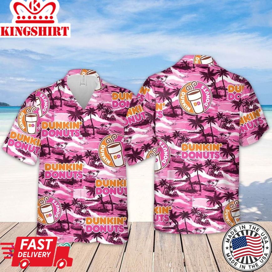 Dunkin Donuts Hawaiian Sea Island Pattern Hawaiian Shirt, Summer Beer Hawaiian Shirt