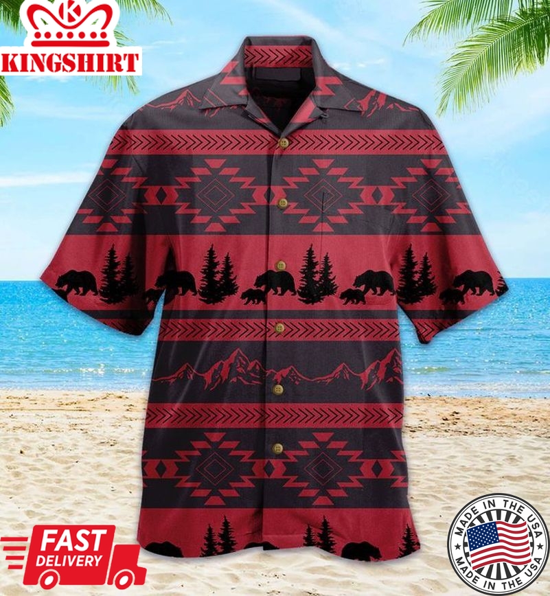 Durango Black Bear Red Trendy Hawaiian Shirt 3D Summer Gifts