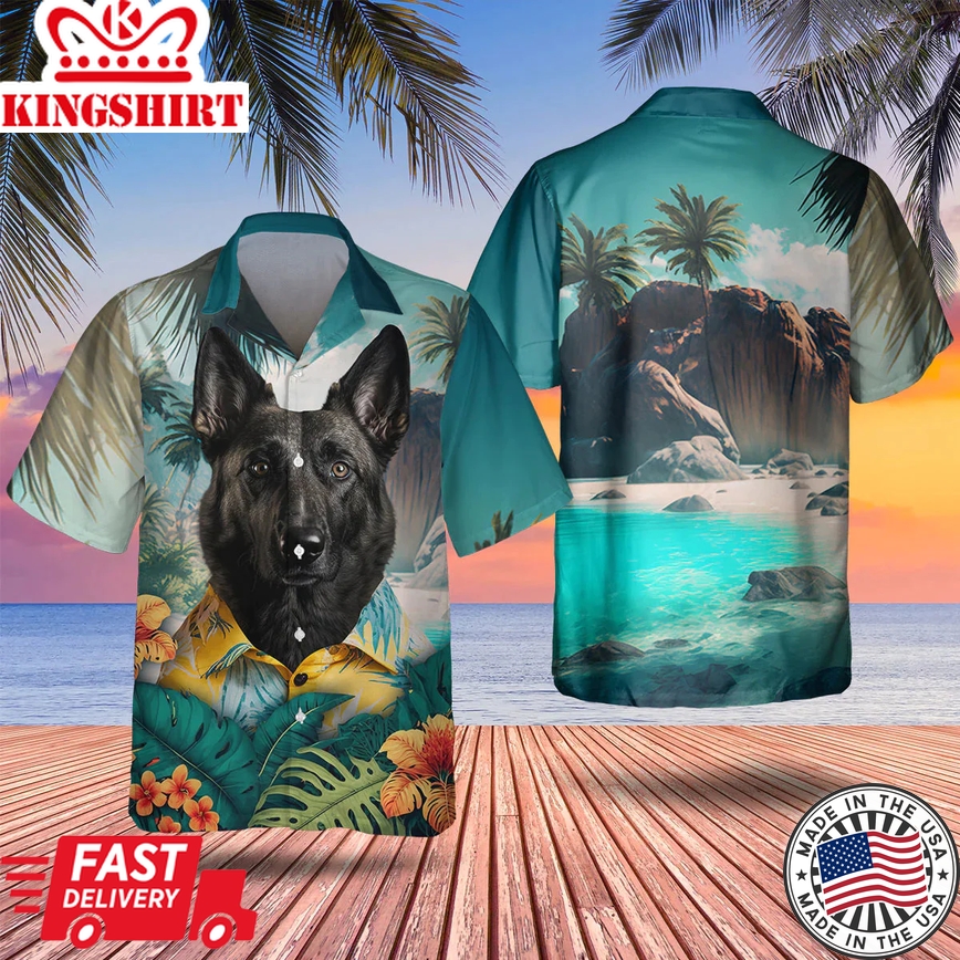 Dutch Shepherd 3D Tropical Trendy Hawaiian Shirt, Dog Lover Trendy Hawaiian Shirt, Summer Trendy Hawaiian Shirt For Men And Women