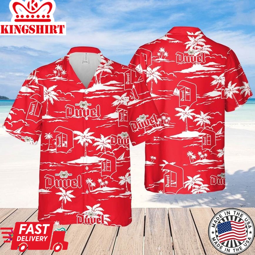 Duvel Beer Hawaiian Beach Pattern Shirt, Hawaii Beer Shirt, Duvel Beer Hawaiian Summer Shirt, Duvel Beer Aloha Shirt