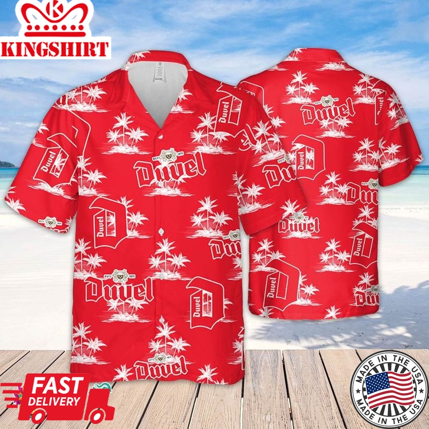 Duvel Beer Hawaiian Coconut Island Pattern Hawaiian Beer Lover Shirt, Classic Flowers Beer Aloha Shirt