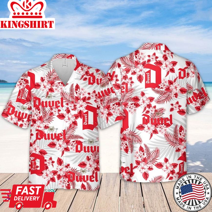 Duvel Beer Hawaiian Flowers Pattern Shirt, Hawaiian Beer Lover Shirt, Classic Flowers Beer Aloha Shirt