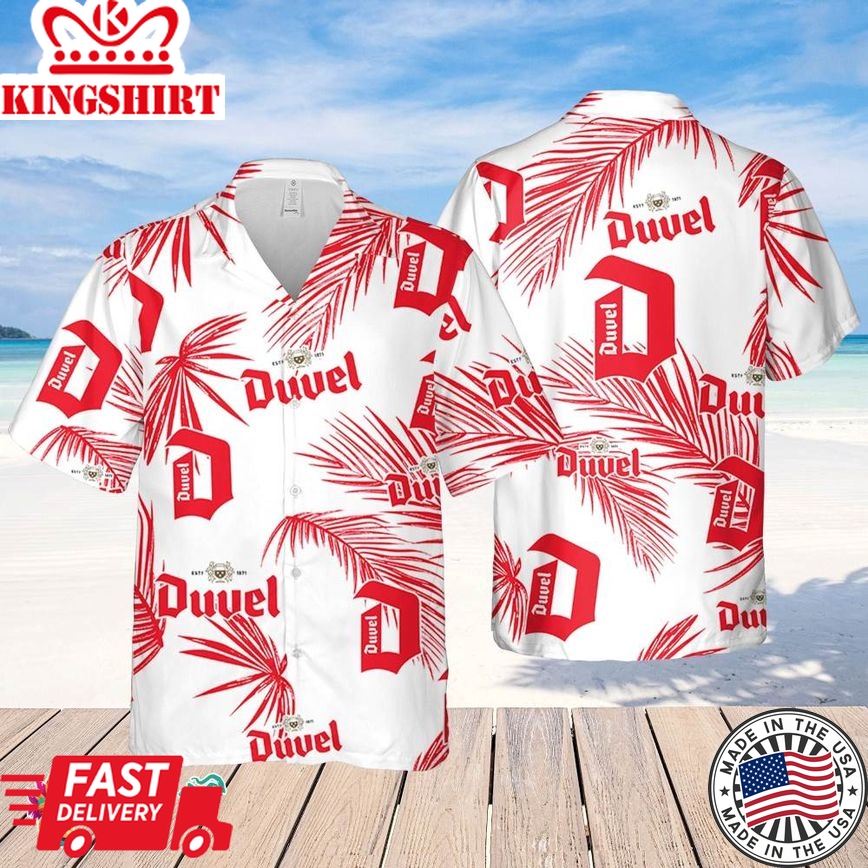 Duvel Beer Hawaiian Palm Leaves Pattern Shirt, Beer Summer Party Hawaiian Shirt, Schlitz Beer Shirt