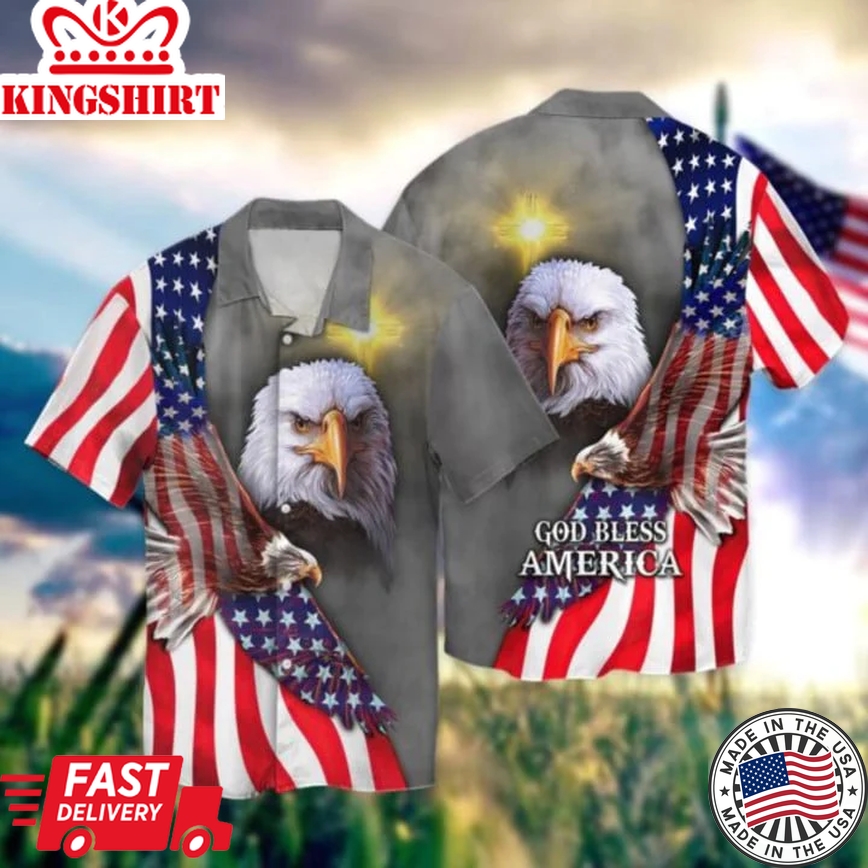 Eagle American Trendy Hawaiian Shirt Independence Day Is Coming 3D All Over Print Patriotic Hawaii Shirt