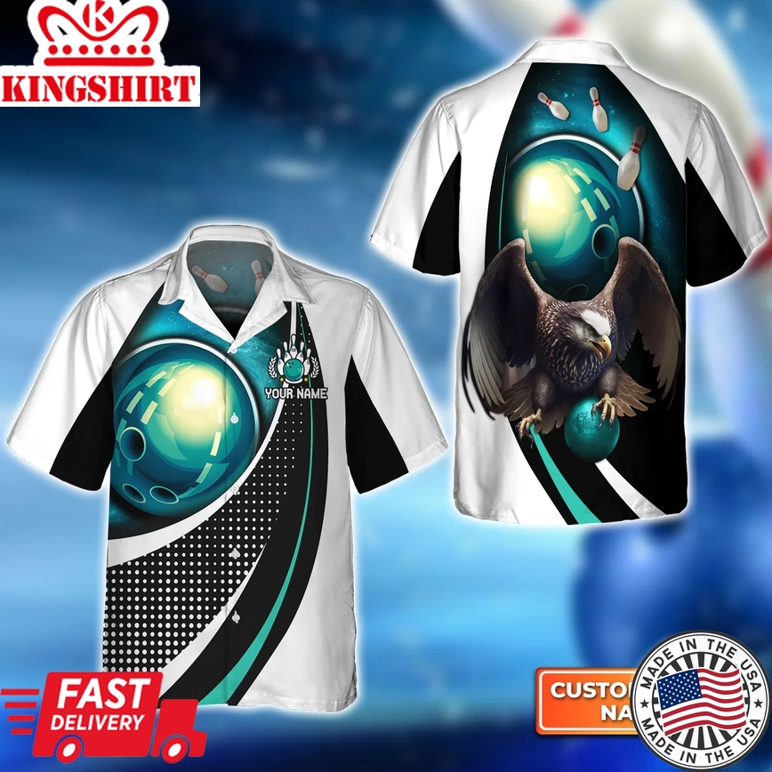 Eagle Bowling Team Blue Bowling Ball Trendy Hawaiian Shirt, Bowling Trendy Hawaiian Shirt For Men, Women, Bowling Team Shirt