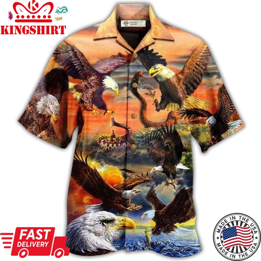 Eagle By Blood A Hunter By Heart A King Of Sunset Sky Hawaiian Shirt