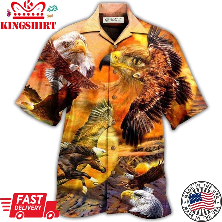 Eagle Flying In The Sunset Sky Hawaiian Shirt